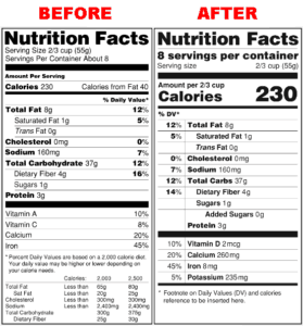 etiqueta de información nutricional